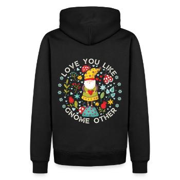 Gnom Gobelins-Elfes Amour-Amour Drôle Dicton Jeu de mots - Sweat à capuche Premium bio Homme - noir - Dos - Nico (187cm)