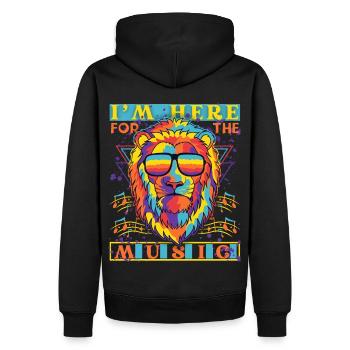 Löwe Musik, 1980er Jahre, 80er Jahre Retro Spruch - Männer Premium Bio Hoodie - Schwarz - Hinten - Nico (187cm)