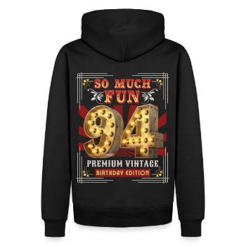 94. Geburtstag 94 Jahre Vintage-Retro Fun-Birthday - Männer Premium Bio Hoodie - Schwarz - Hinten - Nico (187cm)