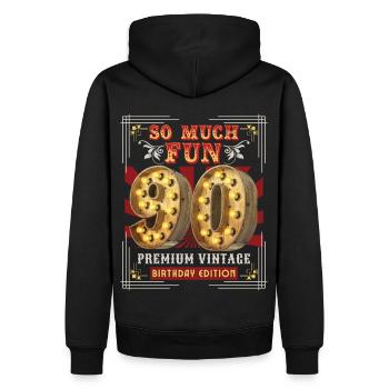 90th Birthday 90 Years Vintage-Retro Fun-Birthday - Men’s Premium Organic Hoodie - black - Back - Nico (187cm)