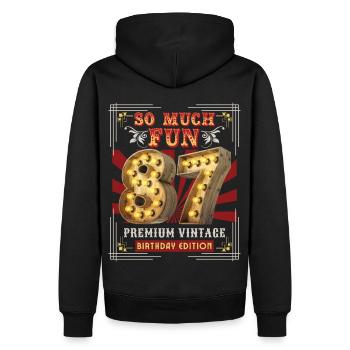 87ème anniversaire 87 ans Vintage-Retro Fun-Birthday - Sweat à capuche Premium bio Homme - noir - Dos - Nico (187cm)