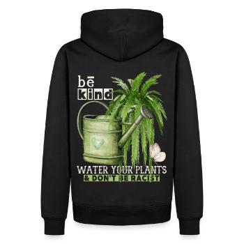 Pflanzen-Fan, Antirassismus be-kind, Frieden Peace - Männer Premium Bio Hoodie - Schwarz - Hinten - Nico (187cm)