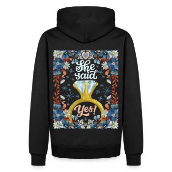 Wedding, Wedding, Bride, She-Said-Yes, Engagement - Men’s Premium Organic Hoodie - black - Back - Nico (187cm)
