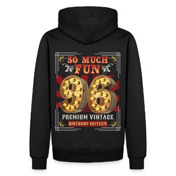 96. Geburtstag 96 Jahre Vintage-Retro Fun-Birthday - Männer Premium Bio Hoodie - Schwarz - Hinten - Nico (187cm)