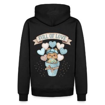 Motif bébé garçon, bébé ours, bébé ours en peluche - Sweat à capuche Premium bio Homme - noir - Dos - Nico (187cm)