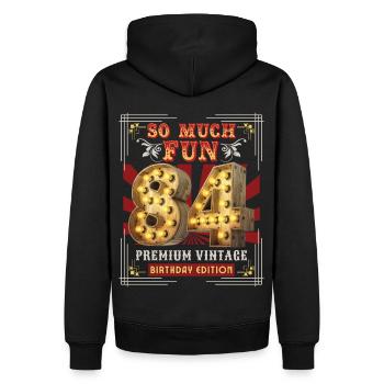 84. Geburtstag 84 Jahre Vintage-Retro Fun-Birthday - Männer Premium Bio Hoodie - Schwarz - Hinten - Nico (187cm)