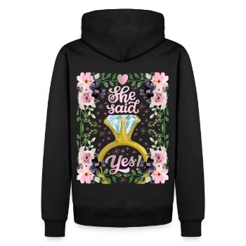 Wedding, Hochzeit, Braut, She-Said-Yes - Männer Premium Bio Hoodie - Schwarz - Hinten - Nico (187cm)