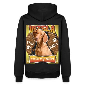 Vizsla, Magyar Vizsla, dicton drôle - Sweat à capuche Premium bio Homme - noir - Dos - Nico (187cm)