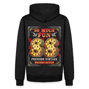 88. Geburtstag 88 Jahre Vintage-Retro Fun-Birthday - Männer Premium Bio Hoodie - Schwarz - Hinten - Nico (187cm)