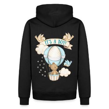 Baby-Boy, Teddybär-Baby, Cute-Design It's-A-Boy - Männer Premium Bio Hoodie - Schwarz - Hinten - Nico (187cm)
