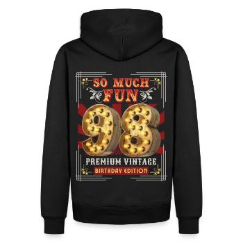 98. Geburtstag 98 Jahre Vintage-Retro Fun-Birthday - Männer Premium Bio Hoodie - Schwarz - Hinten - Nico (187cm)