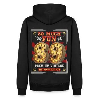 89. Geburtstag 89 Jahre Vintage-Retro Fun-Birthday - Männer Premium Bio Hoodie - Schwarz - Hinten - Nico (187cm)