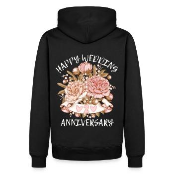 Hochzeitstag Alles Gute Glückwunsch mit Hortensien - Männer Premium Bio Hoodie - Schwarz - Hinten - Nico (187cm)