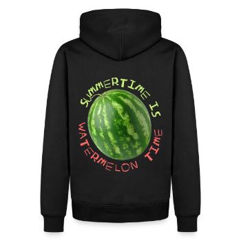 Melon, pastèque, drôle de dicton Summertime - Sweat à capuche Premium bio Homme - noir - Dos - Nico (187cm)