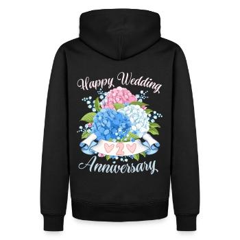 Hochzeitstag Alles Gute Glückwunsch mit Hortensien - Männer Premium Bio Hoodie - Schwarz - Hinten - Nico (187cm)