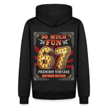 67ème anniversaire 67 ans Vintage-Rétro Fun-Anniversaire - Sweat à capuche Premium bio Homme - noir - Dos - Nico (187cm)