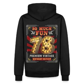 78. Geburtstag 78 Jahre Vintage-Retro Fun-Birthday - Männer Premium Bio Hoodie - Schwarz - Hinten - Nico (187cm)