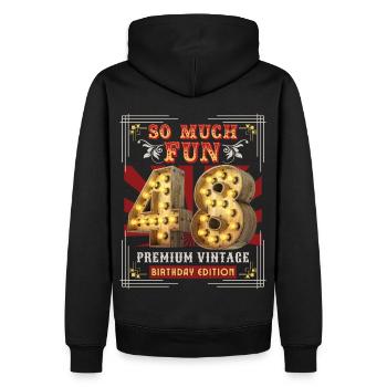 48ème anniversaire 48 ans Vintage-Rétro Fun-Anniversaire - Sweat à capuche Premium bio Homme - noir - Dos - Nico (187cm)