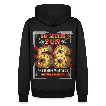 58ème anniversaire 58 ans Vintage-Retro Fun-Birthday - Sweat à capuche Premium bio Homme - noir - Dos - Nico (187cm)