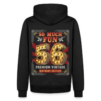 56ème anniversaire 56 ans Vintage-Retro Fun-Birthday - Sweat à capuche Premium bio Homme - noir - Dos - Nico (187cm)