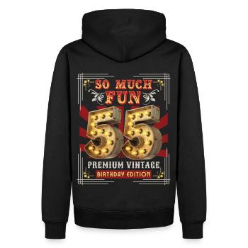 55th birthday 55 years Vintage-Retro Fun-Birthday - Men’s Premium Organic Hoodie - black - Back - Nico (187cm)