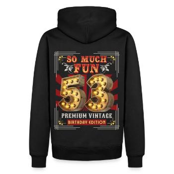 53ème anniversaire 53 ans Vintage-Rétro Fun-Anniversaire - Sweat à capuche Premium bio Homme - noir - Dos - Nico (187cm)