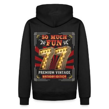 77th birthday 77 years Vintage-Retro Fun-Birthday - Men’s Premium Organic Hoodie - black - Back - Nico (187cm)