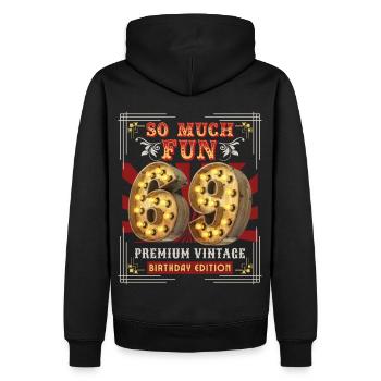 69th birthday 69 years Vintage-Retro Fun-Birthday - Men’s Premium Organic Hoodie - black - Back - Nico (187cm)