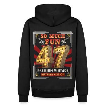 47ème anniversaire 47 ans Vintage-Retro Fun-Birthday - Sweat à capuche Premium bio Homme - noir - Dos - Nico (187cm)