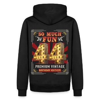 44th birthday 44 years Vintage-Retro Fun-Birthday - Men’s Premium Organic Hoodie - black - Back - Nico (187cm)