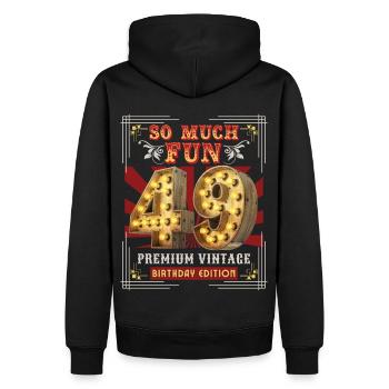 49ème anniversaire 49 ans Vintage-Rétro Fun-Anniversaire - Sweat à capuche Premium bio Homme - noir - Dos - Nico (187cm)