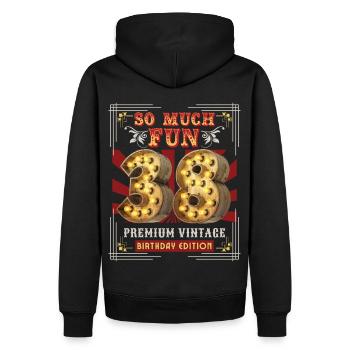 38ème anniversaire 38 ans Vintage-Retro Fun-Birthday - Sweat à capuche Premium bio Homme - noir - Dos - Nico (187cm)