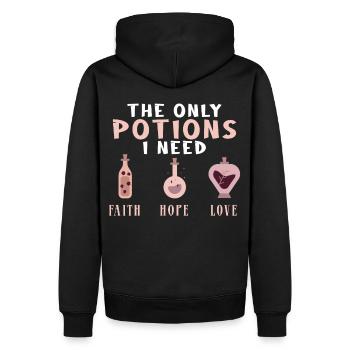 Glaube Hoffnung Liebe Tugend Elixier Witch Trank W - Männer Premium Bio Hoodie - Schwarz - Hinten - Nico (187cm)