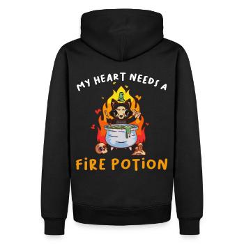 Mein Herz braucht einen Feuertrank traurige psychi - Männer Premium Bio Hoodie - Schwarz - Hinten - Nico (187cm)