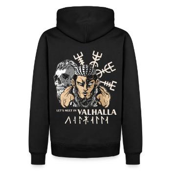 Treffen wir uns in Valhalla Viking Warrior Norse R - Männer Premium Bio Hoodie - Schwarz - Hinten - Nico (187cm)