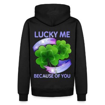 Kleeblatt-Glück, Glückliche-Liebe, Valentinstag - Männer Premium Bio Hoodie - Schwarz - Hinten - Nico (187cm)
