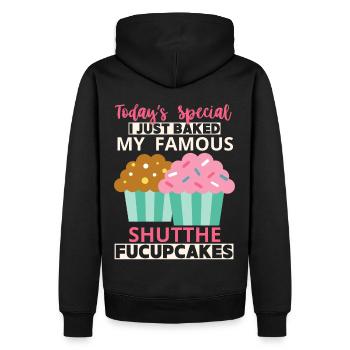 Cupcakes, drôle de dire Shutthefucupcakes - Sweat à capuche Premium bio Homme - noir - Dos - Nico (187cm)