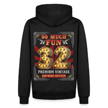 32ème anniversaire 32 ans Vintage-Retro Fun-Birthday - Sweat à capuche Premium bio Homme - noir - Dos - Nico (187cm)