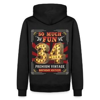 34th birthday 34 years Vintage-Retro Fun-Birthday - Men’s Premium Organic Hoodie - black - Back - Nico (187cm)