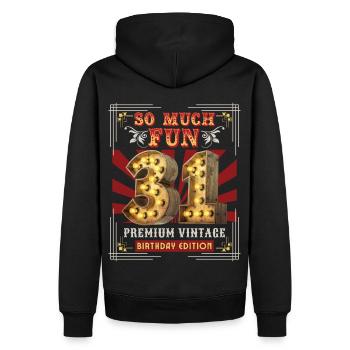 31ème anniversaire 31 ans Vintage-Rétro Fun-Anniversaire - Sweat à capuche Premium bio Homme - noir - Dos - Nico (187cm)