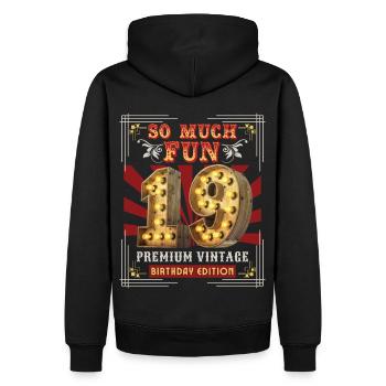 19th birthday 19 years Vintage-Retro Fun-Birthday - Men’s Premium Organic Hoodie - black - Back - Nico (187cm)