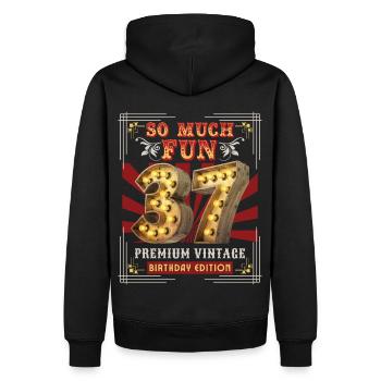 37ème anniversaire 37 ans Vintage-Retro Fun-Birthday - Sweat à capuche Premium bio Homme - noir - Dos - Nico (187cm)