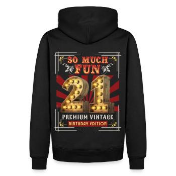 21. Geburtstag 21 Jahre Vintage-Retro Fun-Birthday - Männer Premium Bio Hoodie - Schwarz - Hinten - Nico (187cm)