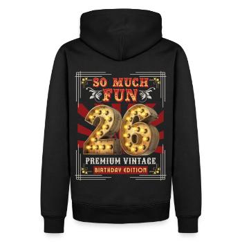 26ème anniversaire 26 ans Vintage-Retro Fun-Birthday - Sweat à capuche Premium bio Homme - noir - Dos - Nico (187cm)