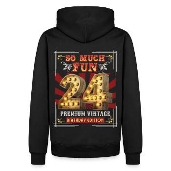 24th birthday 24 years Vintage-Retro Fun-Birthday - Men’s Premium Organic Hoodie - black - Back - Nico (187cm)