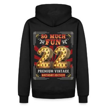 22ème anniversaire 22 ans Vintage-Retro Fun-Birthday - Sweat à capuche Premium bio Homme - noir - Dos - Nico (187cm)