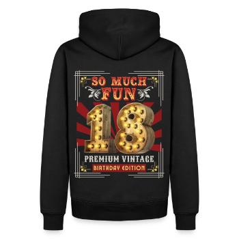 18ème anniversaire 18 ans Vintage-Retro Fun-Birthday - Sweat à capuche Premium bio Homme - noir - Dos - Nico (187cm)