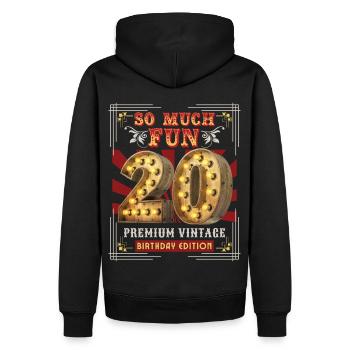 20th Birthday 20 Years Vintage-Retro Fun-Birthday - Men’s Premium Organic Hoodie - black - Back - Nico (187cm)
