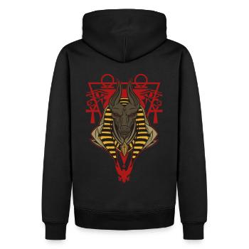 Anubis Ancient Eyptian Gott böse Unterwelt Ägypten - Männer Premium Bio Hoodie - Schwarz - Hinten - Nico (187cm)