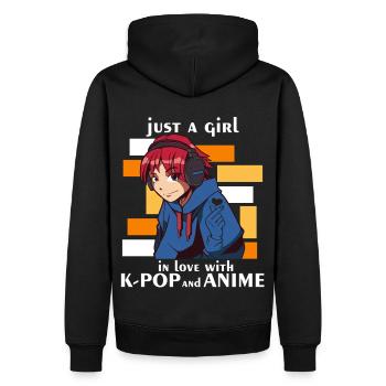 Nur ein Mädchen, das in Kpop und koreanische Anime - Männer Premium Bio Hoodie - Schwarz - Hinten - Nico (187cm)